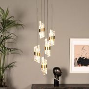 Lucide Kligande - Hängeleuchte - Ø 30 x 150 cm - 5 x 7,8W LED inkl. - gold