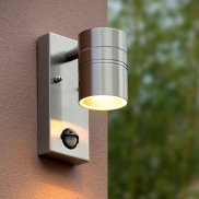 Lucide Arne 1 - Außenwandleuchte mit Bewegungssensor - 6,3 x 12 x 16,3 cm - 5W LED inkl. - IP44 - Chrom satiniert