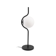 Faro Le Vita - Tischleuchte - 15 x 14 x 58 cm - 6W dimmbare LED inkl - mattschwarz und opal
