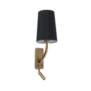 Faro Rem - Wandleuchte mit Schalter - 16,5 x 21 x 61 cm - 4W LED inkl. - schwarz und altgold