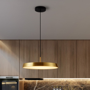 Nova Luce Vetro - Hängelampe - Ø 50 x 130 cm - 37W LED inkl. - Gold satiniert und schwarz