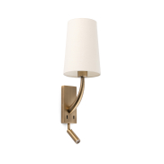 Faro Rem - Wandleuchte mit Schalter - 16,5 x 21 x 61 cm - 4W LED inkl. - beige und altgold