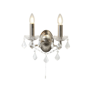 Searchlight Paris - Wandleuchte mit Zugschalter - 32 x 27 cm - satiniert silber