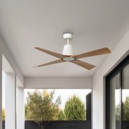 Faro Typhoon - Deckenventilator mit Licht und Fernbedienung - Ø 127 cm - 19W LED inkl. - IP44 - weiß und Ahorn