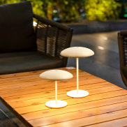 New Garden Sardinia 30 - wiederaufladbare Tischleuchte - Ø 15 x 16 cm / Ø 15 x 28 cm - 3.5W dimmbare LED inkl. - IP44 - weiß