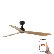 Faro Outwood L Tuya Smart - deckenventilator - Ø 150 cm - IP44 - dunkelbraun und eiche