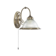 Searchlight American Diner - Wandleuchte mit Zugschalter - 18 x 21 cm - Messing antik