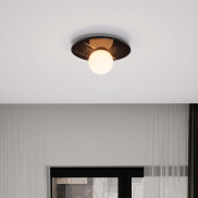 Nova Luce Idor - deckenleuchte - Ø 30 x 15,5 cm - schwarzer Marmor und Opalglas