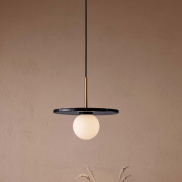 Nova Luce Idor - Hängelampe - Ø 30 x 185 cm - schwarzer Marmor und Opalglas