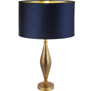 Searchlight Rye - Tischleuchte - Ø 40 x 70 cm - Messing antik, gold und navy