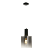 Searchlight Sweden - Pendelleuchte - Ø 22 x 120 cm - mattschwarzes und geräuchertes Glas