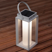 Nova Luce Verhal - tragbare Solar-Tischleuchte mit USB-Anschluss - 16 x 47,5 x 16 cm - 2W dimmbare LED inkl. -  IP54 - Sand Weiß