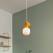 Nova Luce Clio - Hängelampe - Ø 18 x 198 cm - orange und Opalglas