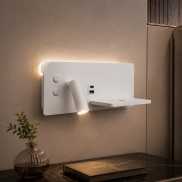 Artdelight WL Charge - Leselampe mit Schalter, Ladestation und USB - 8 x 30 x 12 cm - 3W + 3W LED inkl. - weiß