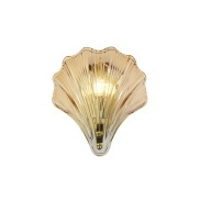 Searchlight Shell - Wandleuchte - 20 x 22 cm - IP44 - Messing satiniert und bernsteinfarben