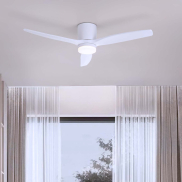 Nova Luce Aloa - Deckenventilator mit Licht und Fernbedienung - Ø 132 x 27,5 cm - 18W LED inkl. - Sand Weiß und Weiß holz