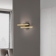 Nova Luce Amica - Wandleuchte - 6 x 8 x 53,5 cm - 12W dimmbar LED inkl. - sand schwarz und gold