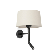 Faro Windsor – wandleuchte mit leselampe – Ø 29 x 49,9 x 26,5 cm – mattschwarz und leinen
