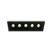 ONE Light Shop Square Boxes - Einbaustrahler - 146 x 45 mm, 137 x 36 mm Einbaumaß - 5 x 2W dimmbare LED inkl. - schwarz