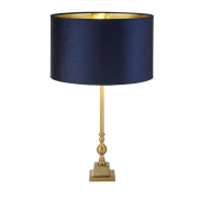 Searchlight Whitby - Tischleuchte - Ø 40 x 67 cm - Messing antik, gold und marineblau