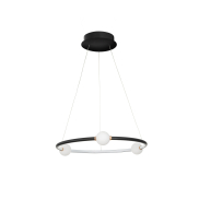 Nova Luce Celia - Hängeleuchte mit Fernbedienung - Ø 64 x 120 cm - 36W dimmbare LED inkl. - schwarz und opal