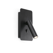 Faro Suau - Wandleuchte mit Schalter und USB-Anschluss - 9,5 x 14 x 17 cm - 3W LED inkl. - mattschwarz