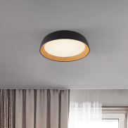 Nova Luce Sigi - Deckenleuchte - Ø 45 x 10 cm - 40W dimmbar LED inkl. - sand schwarz und Holz
