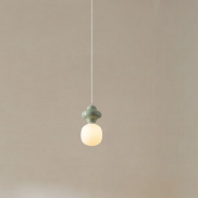 Nova Luce Clio - Hängelampe - Ø 18 x 198 cm - grün und Opalglas