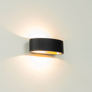 Artdelight Sharp - Wandleuchte - 19 x 10 x 7 cm - 7.2W dimmbare LED inkl - IP65 - schwarz und matt gold