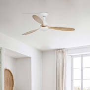 Faro Poros L - Deckenventilator mit Licht - Ø 132 cm - matt Weiß und Kiefer
