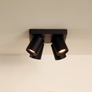Lucide Nigel - Aufbaustrahler - 20 x 20 x 11,3 cm - 4 x 5W dimmbar inkl. - dimmbar auf warm - schwarz