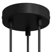 Creative Cables - schlankes Design 3-Loch zylindrische Metalldeckenkappe mit Metallkabelhalter - Ø 120 mm - schwarz
