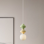 Nova Luce Clio - Hängelampe - Ø 18 x 215 cm - grün, gelb, weiß und Opalglas