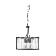 Searchlight Victoria - Pendelleuchte - Ø 50 x 150 cm - mattschwarz und transparent