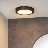 Lucide Brice-Led - Deckenleuchte - Ø 24 x 3,9 cm - 15W dimmbare LED inkl - IP44 - schwarz