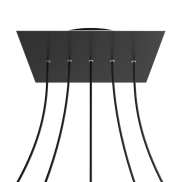 Creative Cables - Rose-One Quadratische Deckenrosette für 5 Lichtpunkte auf Linie - 40 x 40 x 3,5 cm - schwarz