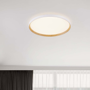 Nova Luce Vomos - Deckenleuchte - Ø 60 x 7 cm - 55W dimmbar LED inkl. - Sand Weiß und Holz