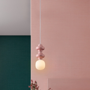 Nova Luce Clio - Hängelampe - Ø 18 x 215 cm - rosa, weiß und Opalglas