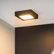 Lucide Brice-Led - Deckenleuchte - 16,8 x 16,8 x 3,9 cm - 15W dimmbare LED inkl. - IP44 - schwarz