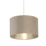 Searchlight Velvet Drum - Lampenschirm - Ø 28 x 18 cm - taupe und silber