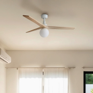 Faro Klim M - Deckenventilator mit Licht - Ø 125 cm - matt Weiß und Kiefer