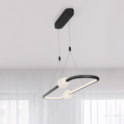 Nova Luce Celia - Hängeleuchte mit Fernbedienung - 100 x 28 x 120 cm - 44,2W dimmbare LED inkl. - schwarz und opal