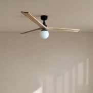 Faro Klim L - Deckenventilator mit Licht - Ø 150 cm - matt schwarz und Kiefer