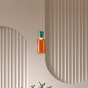 Nova Luce Pluma - Hängelampe - Ø 15 x 179 cm - 9W LED inkl. - Gold, glänzender Jaspis und oranges Glas