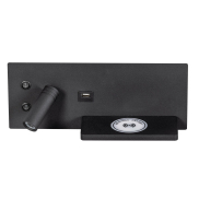 ETH Nighty Left - wandleuchte mit doppel-schalter, USB und kabellosem laden - 30 x 3 x 12 cm - 7W LED inkl. - schwarz