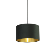 Searchlight Velvet Drum - Lampenschirm - Ø 40 x 24 cm - grün und gold