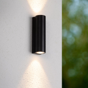 Lucide Akra - Außenwandleuchte - 5,5 x 6,5 x 20 cm - 2x 13W LED inkl. - IP54 - schwarz