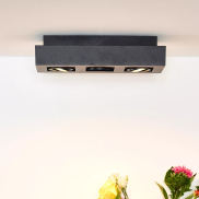 Lucide Xirax - Aufbaustrahler 3L - 14 x 36 x 8 cm - 3 x 5W dimmbare LED inkl. - dimmbar auf warm - schwarz