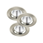 Nordlux Fremont - 3er Set - Ø 85 mm, Ø 72 mm Einbaugröße - 5,5W dimmbare LED inkl. - IP23 - gebürsteter Stahl