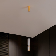 Nova Luce Bento - Hängelampe - Ø 8 x 180 cm - 12W LED inkl. - messing gold und cognacglas
